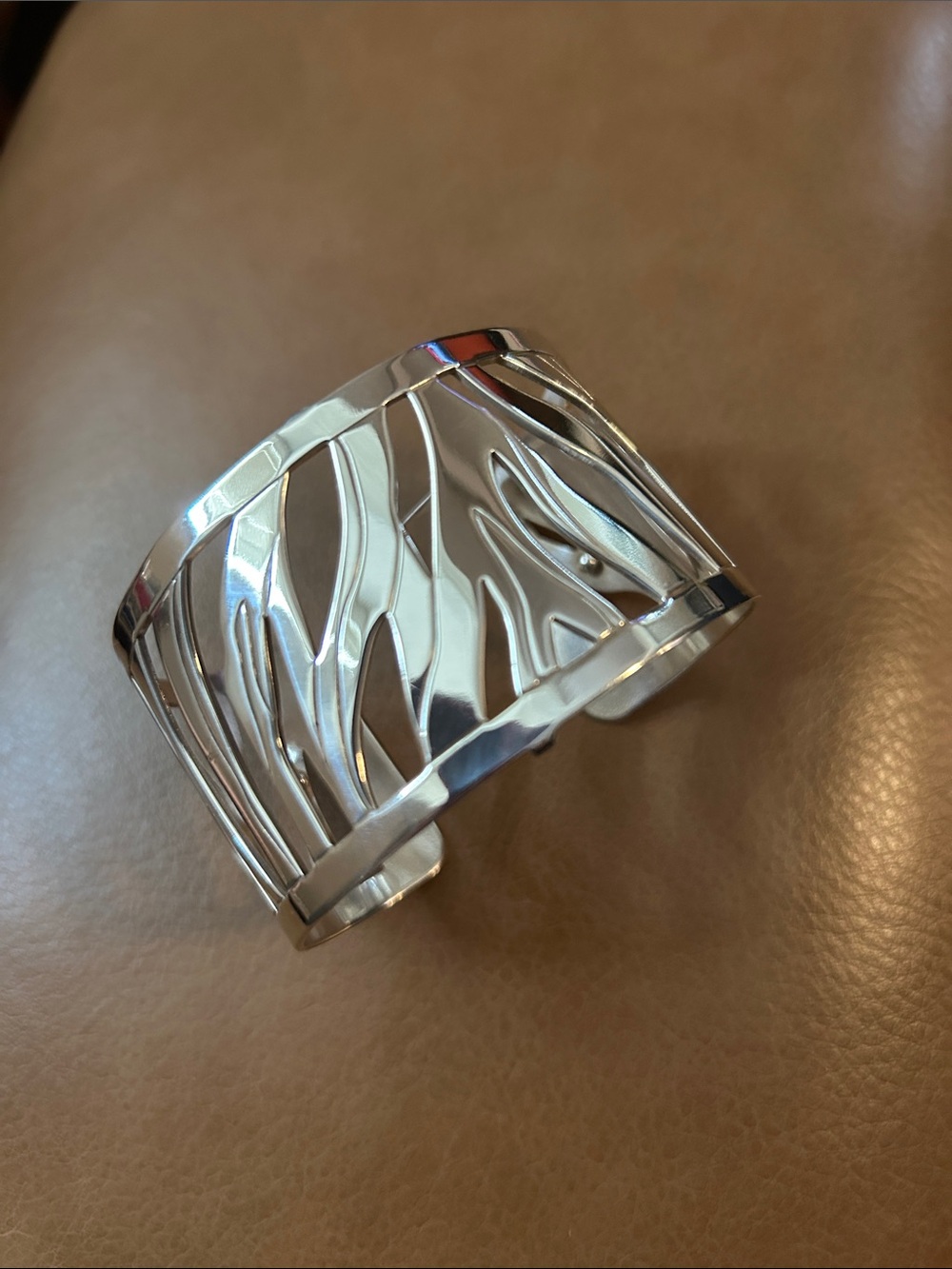 Brighton Silver Cutout Wave Cuff Bracelet